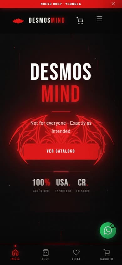 Desmos Mind — mobile homepage, captured from the live site