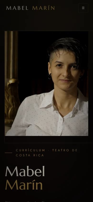 Mabel Marín — mobile homepage, captured from the live site
